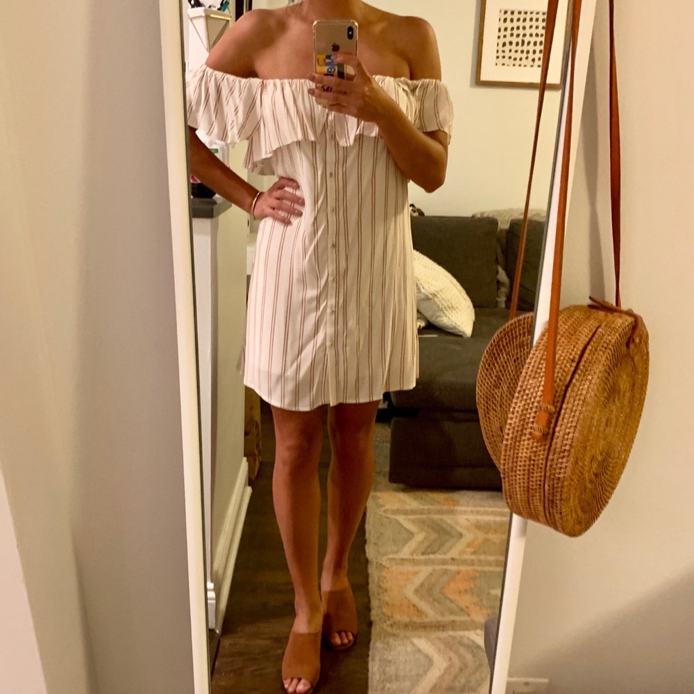 White/beige stripe dress